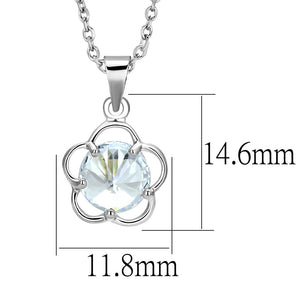 LO4143 - Rhodium Brass Chain Pendant with AAA Grade CZ  in Clear