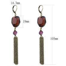 Load image into Gallery viewer, LO4202 - Antique Copper Brass Earrings with Synthetic Synthetic Glass in Garnet