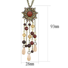 Load image into Gallery viewer, LO4215 - Antique Copper Brass Chain Pendant with Synthetic Onyx in Garnet