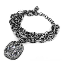 Load image into Gallery viewer, LO4222 - TIN Cobalt Black Brass Bracelet with AAA Grade CZ  in Clear