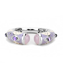 Load image into Gallery viewer, LO4268 - Rhodium Brass Bangle with Synthetic  in Rose
