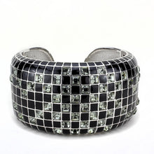 Load image into Gallery viewer, LO4272 - Rhodium Brass Bangle with Top Grade Crystal  in Black Diamond