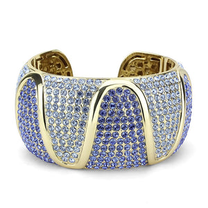 LO4276 - Gold Brass Bangle with Top Grade Crystal  in Multi Color