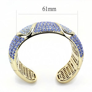 LO4276 - Gold Brass Bangle with Top Grade Crystal  in Multi Color