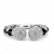 Load image into Gallery viewer, LO4282 - Rhodium Brass Bangle with Top Grade Crystal  in Clear
