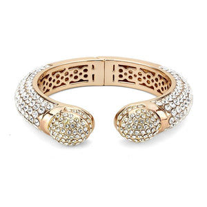 LO4290 - Flash Rose Gold Brass Bangle with Top Grade Crystal  in Clear