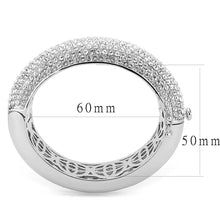 Load image into Gallery viewer, LO4302 - Rhodium Brass Bangle with Top Grade Crystal  in Clear