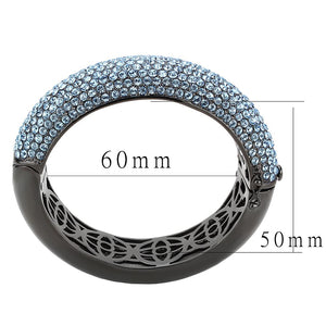 LO4305 - TIN Cobalt Black Brass Bangle with Top Grade Crystal  in Sea Blue