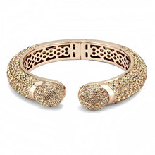 Load image into Gallery viewer, LO4313 - Flash Rose Gold Brass Bangle with Top Grade Crystal  in Smoked Quartz