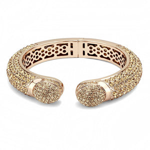 LO4313 - Flash Rose Gold Brass Bangle with Top Grade Crystal  in Smoked Quartz