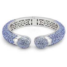 Load image into Gallery viewer, LO4315 - Rhodium Brass Bangle with Top Grade Crystal  in Light Sapphire