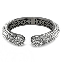 Load image into Gallery viewer, LO4318 - Ruthenium Brass Bangle with Top Grade Crystal  in Clear