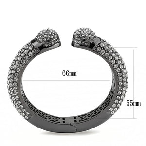 LO4318 - Ruthenium Brass Bangle with Top Grade Crystal  in Clear