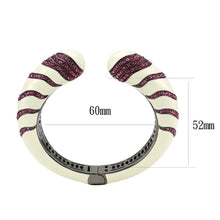 Load image into Gallery viewer, LO4322 - TIN Cobalt Black Brass Bangle with Top Grade Crystal  in Fuchsia