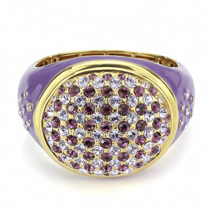 LO4326 - Gold Brass Bangle with Top Grade Crystal  in Amethyst