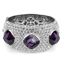 Load image into Gallery viewer, LO4330 - Rhodium Brass Bangle with AAA Grade CZ  in Amethyst