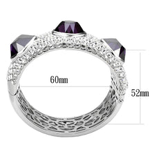 Load image into Gallery viewer, LO4330 - Rhodium Brass Bangle with AAA Grade CZ  in Amethyst