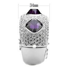 Load image into Gallery viewer, LO4330 - Rhodium Brass Bangle with AAA Grade CZ  in Amethyst