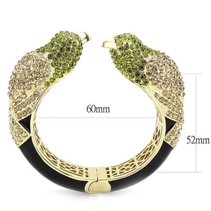 LO4331 - Gold Brass Bangle with Top Grade Crystal  in Multi Color