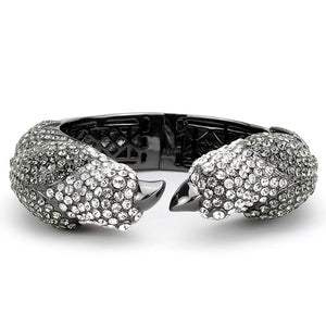 LO4333 - Ruthenium Brass Bangle with Top Grade Crystal  in Multi Color