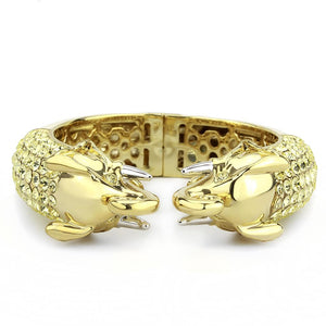 LO4334 - Gold+Rhodium Brass Bangle with Top Grade Crystal  in Citrine Yellow