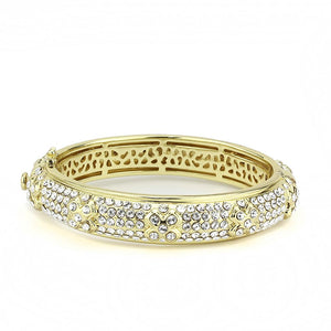 LO4339 - Gold Brass Bangle with Top Grade Crystal  in Clear