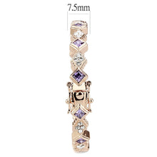 Load image into Gallery viewer, LO4343 - Rose Gold Brass Bangle with AAA Grade CZ  in Amethyst