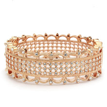 Load image into Gallery viewer, LO4344 - Rose Gold Brass Bangle with Top Grade Crystal  in Clear