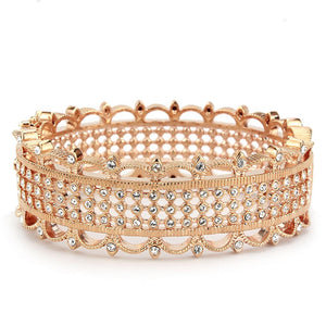 LO4344 - Rose Gold Brass Bangle with Top Grade Crystal  in Clear