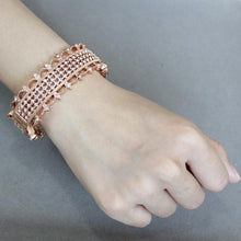 Load image into Gallery viewer, LO4344 - Rose Gold Brass Bangle with Top Grade Crystal  in Clear