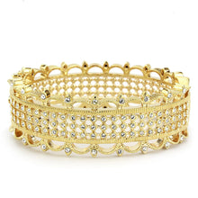 Load image into Gallery viewer, LO4345 - Gold Brass Bangle with Top Grade Crystal  in Clear