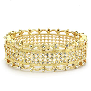 LO4345 - Gold Brass Bangle with Top Grade Crystal  in Clear