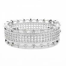 Load image into Gallery viewer, LO4346 - Rhodium Brass Bangle with Top Grade Crystal  in Clear