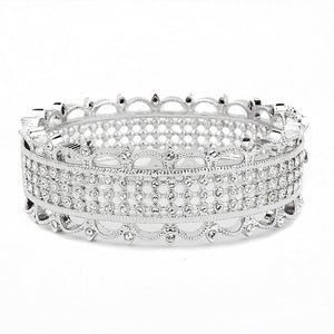 LO4346 - Rhodium Brass Bangle with Top Grade Crystal  in Clear