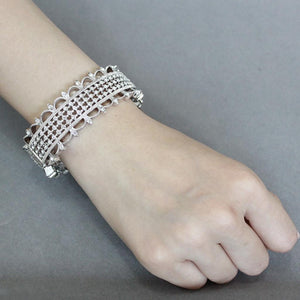 LO4346 - Rhodium Brass Bangle with Top Grade Crystal  in Clear