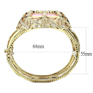 LO4347 - Gold Brass Bangle with Synthetic  in Rose