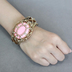 LO4347 - Gold Brass Bangle with Synthetic  in Rose