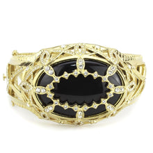 Load image into Gallery viewer, LO4349 - Gold Brass Bangle with Synthetic  in Jet