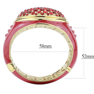 LO4351 - Gold Brass Bangle with Top Grade Crystal  in Multi Color