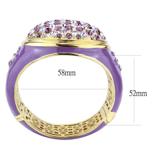 LO4353 - Gold Brass Bangle with Top Grade Crystal  in Multi Color