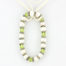 Load image into Gallery viewer, LO4653 - Antique Silver White Metal Bracelet with Synthetic Pearl in Olivine color