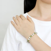Load image into Gallery viewer, LO4653 - Antique Silver White Metal Bracelet with Synthetic Pearl in Olivine color