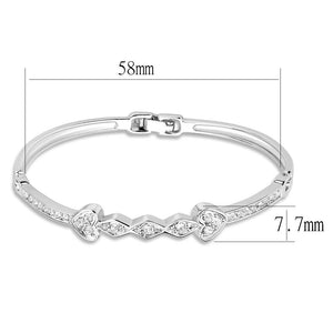 LO4664 Rhodium White Metal Bangle with Top Grade Crystal in Clear