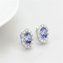 Load image into Gallery viewer, LO4674 - Rhodium Brass Earrings with Synthetic Synthetic Glass in Tanzanite