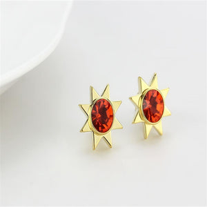 LO4675 - Gold Brass Earrings with Top Grade Crystal  in Orange