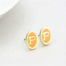 Load image into Gallery viewer, LO4676 - Gold Brass Earrings with Epoxy  in Orange