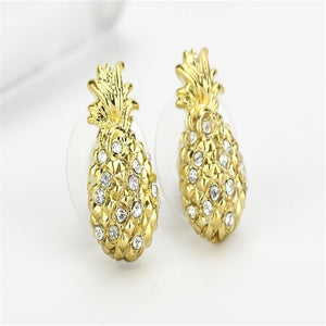 LO4677 - Gold Brass Earrings with Top Grade Crystal  in Clear