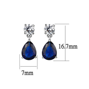 LO4684 - Rhodium Brass Earrings with Synthetic Synthetic Glass in Montana