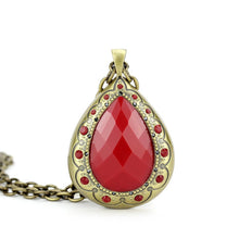 Load image into Gallery viewer, LO4686 - Antique Copper Brass Chain Pendant with Synthetic Synthetic Stone in Red Series
