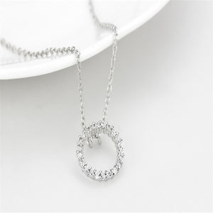 LO4691 - Rhodium Brass Chain Pendant with AAA Grade CZ  in Clear